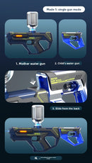 2-in-1 Electric Water Gun Automatic Squirt Blaster Set Detachable Mini Pistol High Capacity Summer Pool Toy Blue Yellow