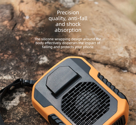 Portable Waist Clip Fan 6000mAh Rechargeable Personal Air Conditioner with Power Bank Function Heavy Duty Wearable Belt Fan for Tradies Camping and Outdoor Work Orange