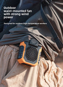 Portable Waist Clip Fan 6000mAh Rechargeable Personal Air Conditioner with Power Bank Function Heavy Duty Wearable Belt Fan for Tradies Camping and Outdoor Work Black