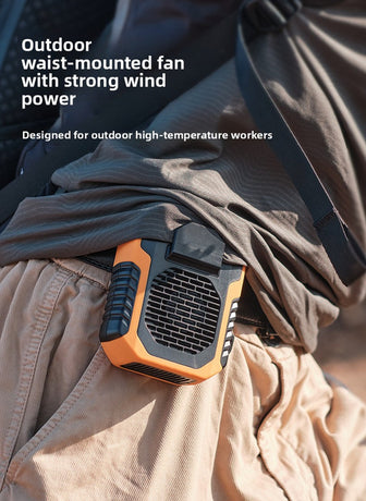 Portable Waist Clip Fan 6000mAh Rechargeable Personal Air Conditioner with Power Bank Function Heavy Duty Wearable Belt Fan for Tradies Camping and Outdoor Work Black