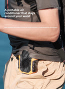 Portable Waist Clip Fan 6000mAh Rechargeable Personal Air Conditioner with Power Bank Function Heavy Duty Wearable Belt Fan for Tradies Camping and Outdoor Work Green