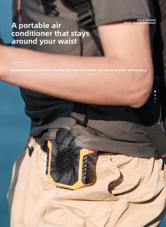 Portable Waist Clip Fan 6000mAh Rechargeable Personal Air Conditioner with Power Bank Function Heavy Duty Wearable Belt Fan for Tradies Camping and Outdoor Work Green