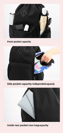 Large Drawstring Backpack Waterproof Gym Bag Lightweight Sports Sackpack with Zipper Pockets for Travel and Swimming navy blue