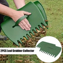 Pair of Horticultural Leaf Rake Hand Tools Set Large Plastic Claw Grabber Ideal for Collecting Yard Debris, Grass Clippings, and Scraps Light green