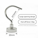Neodymium Magnetic Hooks 20mm Base Large Open Mouth Hanger Heavy Duty Magnet for Fridge Kitchen BBQ Grill Utensils and Keys Silver
