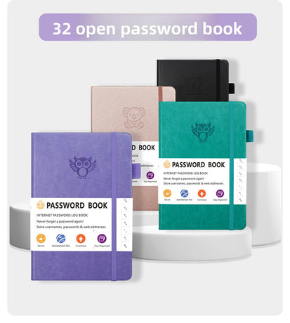Light purple Password Log Book with Alphabetical Tabs Internet Address Organizer Small PU Leather Notebook with Owl Design Pen Holder and Inner Pocket Ideal for Home and Office