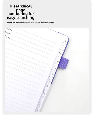Deep purple Password Log Book with Alphabetical Tabs Internet Address Organizer Small PU Leather Notebook with Owl Design Pen Holder and Inner Pocket Ideal for Home and Office
