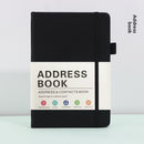 Black Address Book with Alphabetical Tabs B6 Hardcover Telephone & Contact Organizer with Pen Holder & Elastic Band for Home Office