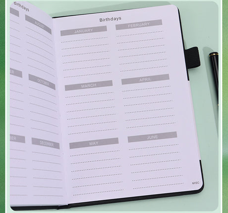 Black Password Book with Alphabetical Tabs B6 Hardcover Internet Address Logbook & Password Organizer with Pen Loop Elastic Band and Inner Pocket
