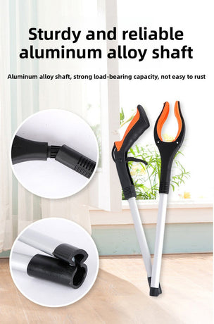 Blue and Black Handle Foldable Grabber Reacher Tool - 83cm Aluminium Litter Picker with Magnetic Tip - Lightweight Mobility Aid for Garden & Home Rubbish Cleanup