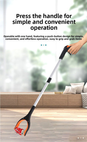Green and Black Handle Foldable Grabber Reacher Tool - 83cm Aluminium Litter Picker with Magnetic Tip - Lightweight Mobility Aid for Garden & Home Rubbish Cleanup