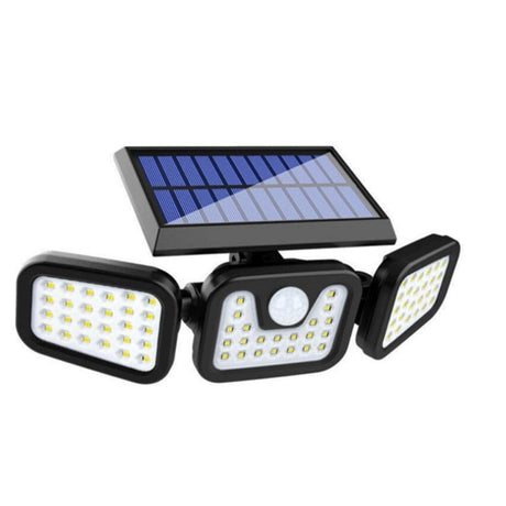 Solar Outdoor Security Lights Motion Sensor 74 LED - 3 Adjustable Heads Flood Light IP65 Waterproof for Garden Garage & Driveway
