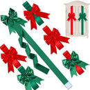 Red Satin Cabinet Door Bows 5 Pack - Large Pre-made Ribbon with Velcro Attachment for Kitchen Cupboards, Weddings, Gift Wrapping & Party Decor - Adjustable Fit