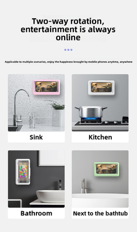 Waterproof Shower Phone Holder Wall Mount with Aromatherapy - 360° Rotating & Retractable Anti-Fog Case - Drill-Free Bathroom & Kitchen Mobile Stand - Green
