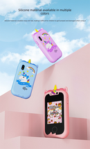 Kids Smart Phone Toy with Dual Camera and IPS Touch Screen Green Dinosaur Silicone Case Educational Games MP3 Music Player 512MB Card Included Ideal Gift for Boys