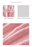 Soft Microfibre Hair Drying Towel Wrap - Super Absorbent Coral Fleece Turban with Secure Button - Quick Dry Bath Head Cap for Wet Hair & Spa - Pale Pink