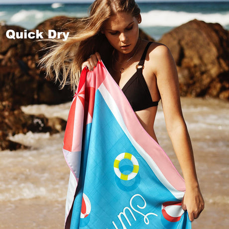 Sand Free Microfibre Beach Towel - Quick Dry Lightweight Travel Towel 70x150cm(240GSM) - 3D Sunglasses Print for Summer, Pool & Camping