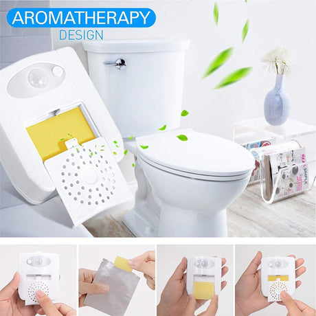 Motion Sensor Toilet Night Light with Aromatherapy Diffuser - 16 Colour Changing LED Bowl Lamp - Smart Activated Bathroom Air Freshener and Night Safety Light