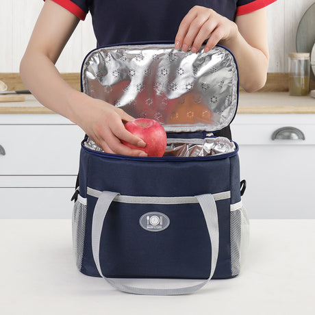 Large Insulated Cooler Bag Thermal Lunch Tote 16L Capacity with Adjustable Shoulder Strap for Picnics Camping & Work Navy Blue
