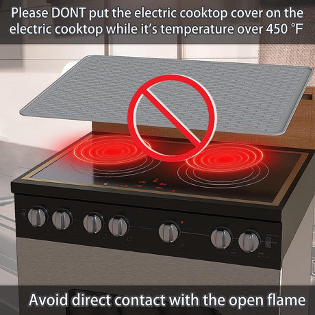 Silicone Stove Top Cover 76x53x0.25cm Heat Resistant Electric Cooktop Protector Mat for Kitchen Benchtop and Laundry Dark gray