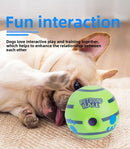 2 Pack Interactive Dog Giggle Ball Set 14cm - Green Wobble Sound Toy & White Glow in the Dark Luminous Ball - No Batteries Required for Medium to Large Dogs