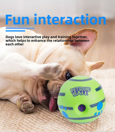 2 Pack Interactive Dog Giggle Ball Set 14cm - Green Wobble Sound Toy & White Glow in the Dark Luminous Ball - No Batteries Required for Medium to Large Dogs