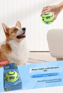 2 Pack Interactive Dog Giggle Ball Set 11cm - Green Wobble Sound Toy & White Glow in the Dark Luminous Ball - No Batteries Required for Small to Medium Dogs