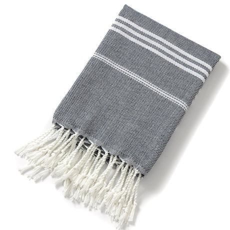 3 Pack Turkish Style Beach Towel Set 90x180cm - Quick Dry Lightweight Large Peshtemal Bath Sheet with Tassels - Royal blue, Black & Green