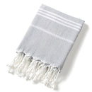 3 Pack Turkish Style Beach Towel Set 90x180cm - Quick Dry Lightweight Large Peshtemal Bath Sheet with Tassels - Emerald green, Light Gray & Pink