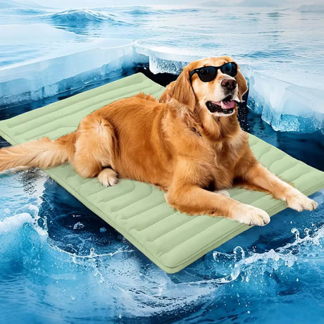 2 Pack Large Dog Cooling Mat 122x71cm - Reversible Self Cooling & Warm Pet Bed Pad - Granny Grey & Light Green Crate Liner for Big Breeds up to 35kg