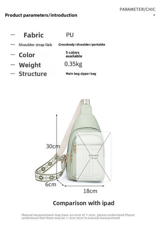 Women's Soft PU Leather Sling Bag Crossbody Chest Purse with Adjustable Boho Strap - Lightweight Multi-Pocket Shoulder Daypack for Travel & Daily Use - White