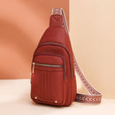 Women's Soft PU Leather Sling Bag Crossbody Chest Purse with Adjustable Boho Strap - Lightweight Multi-Pocket Shoulder Daypack for Travel & Daily Use - Red
