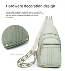 Women's Soft PU Leather Sling Bag Crossbody Chest Purse with Adjustable Boho Strap - Lightweight Multi-Pocket Shoulder Daypack for Travel & Daily Use - Red