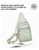 Women's Soft PU Leather Sling Bag Crossbody Chest Purse with Adjustable Boho Strap - Lightweight Multi-Pocket Shoulder Daypack for Travel & Daily Use - Red