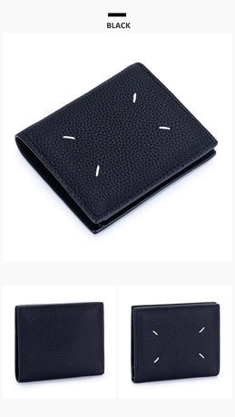 Women's Genuine Leather Bi-fold Wallet - Slim Short Purse with Coin Pocket & RFID Blocking - Soft Cowhide Minimalist Card Holder - Black