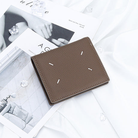 Women's Genuine Leather Bi-fold Wallet - Slim Short Purse with Coin Pocket & RFID Blocking - Soft Cowhide Minimalist Card Holder - Khaki