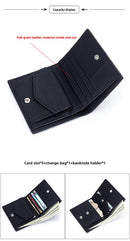 Women's Genuine Leather Bi-fold Wallet - Slim Short Purse with Coin Pocket & RFID Blocking - Soft Cowhide Minimalist Card Holder - Khaki