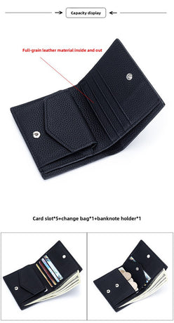 Women's Genuine Leather Bi-fold Wallet - Slim Short Purse with Coin Pocket & RFID Blocking - Soft Cowhide Minimalist Card Holder - Pink
