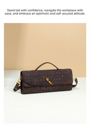 Retro Woven Baguette Handbag for Women Suede Texture PU Leather Shoulder Crossbody Bag Elegant Evening Clutch Coffee Brown