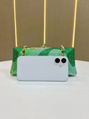 Luxury Green Rhinestone Evening Clutch Bag Women Crystal Sparkle Formal Purse with Chain Strap for Wedding Party Prom