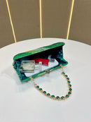 Luxury Green Rhinestone Evening Clutch Bag Women Crystal Sparkle Formal Purse with Chain Strap for Wedding Party Prom