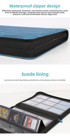 Premium Toploader Binder 9 Pocket 216 Capacity Trading Card Album Zippered PU Leather Storage Holder for Sports TCG & AFL Cards Black