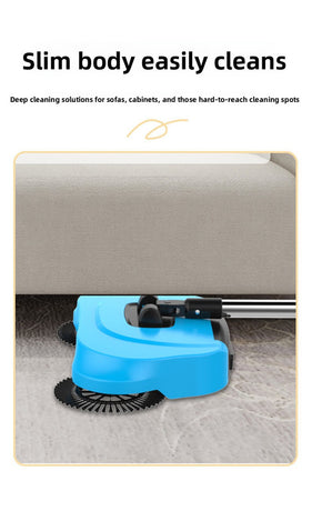 3-in-1 Hand Push Floor Sweeper - Manual Spinning Broom, Dustpan & Mop Combo - Silent Non-Electric Cleaning for Hardwood & Tiles - Vitality Red