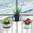 Hanging Flower Pot Holder Metal Balcony Railing Planter Basket Round Iron Rack with Mesh Bottom Fits up to 6cm Rail for Fence & Patio White
