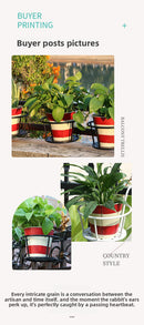 Hanging Flower Pot Holder Metal Balcony Railing Planter Basket Round Iron Rack with Mesh Bottom Fits up to 6cm Rail for Fence & Patio White