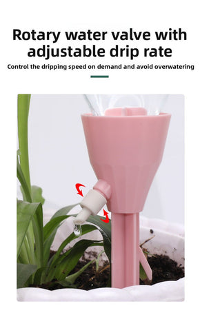 2 PCS Automatic Self-Watering Plant Spikes Adjustable Drip Irrigation System for Indoor Outdoor Garden Pots Holiday Care Green and Pink