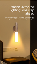 White Motion Sensor Night Light LED Rechargeable Magnetic Stick Wall Lamp Smart Wireless Batten for Hallway Staircase Nursery Warm White