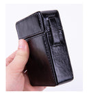 PU Leather Cigarette Case with Lighter Holder Hard Shell Storage Pouch Belt Loop Waist Bag for Standard Packs Green Gift for Men