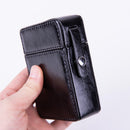 PU Leather Cigarette Case with Lighter Holder Hard Shell Storage Pouch Belt Loop Waist Bag for Standard Packs Blue Gift for Men