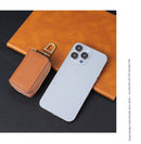 Genuine Leather Car Key Case Double Zipper Smart Key Fob Holder Wallet Remote Organiser Pouch with Hook Dark Green